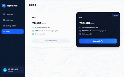 Jobs Co-Pilot | AI Auto-Applier :: Your AI Co-Pilot for smarter job applications on Naukri and LinkedIn.