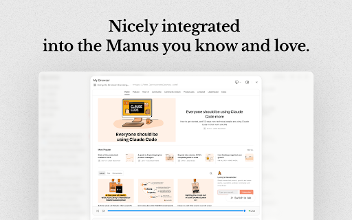 Manus Browser Operator :: Connect your browser to Manus Agent and let it help you complete everyday tasks that require your personal context.