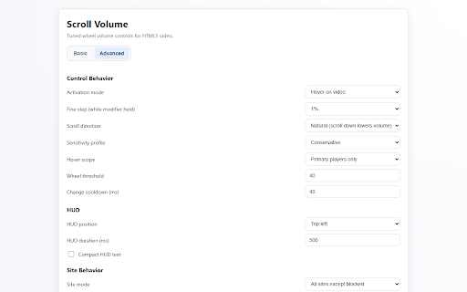 Scroll Volume :: Adjust video volume with the mouse wheel on hover.
