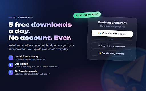 Telegram Video Downloader - Save Videos, Photos & Music :: Save videos, photos & music from your Telegram chats and channels for offline use. Batch download, ZIP export and chat export.