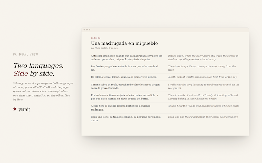 Yunit – companion language layer :: Picks words from any page you read and quietly translates a few of them, so vocabulary travels with you.