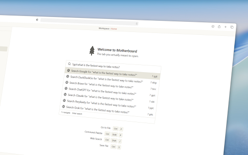 Motherboard Notepad :: Turn every new tab into a fast, local-first notepad. Write in Markdown or plain text, organized in folders. Works fully offline.