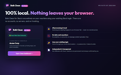 Bulk Clean for Slack :: Bulk delete and clean your Slack messages in channels and DMs with advanced filters, threads, and safety controls.