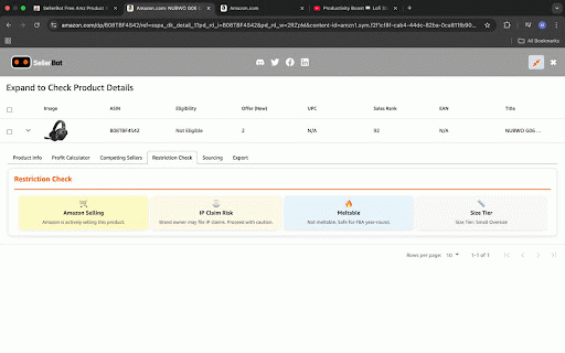 SellerBot - Free Amazon FBA Product Research & Seller Tools :: Free Amazon seller toolkit: profit calculator, competitor analysis, restriction checker, sales estimator & product research.