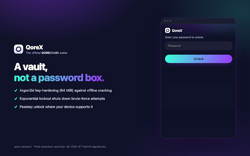 QoreX :: QoreX — the official QoreChain wallet. Quantum-safe by default.