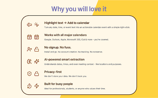 Easy Add to Calendar - Text to Events in Seconds :: Add events to your calendar instantly—just highlight text and right-click. Fast, private, and works with any calendar.