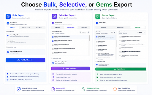 Export Gemini AI Chats to PDF :: Instantly bulk export and convert your AI chats into clean PDF documents. Perfect for archiving, printing, and sharing.