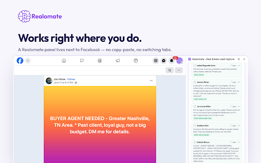 Realomate - Real Estate Lead Capture :: Find high-intent real estate leads on social media and capture property listings from real estate sites in one click.