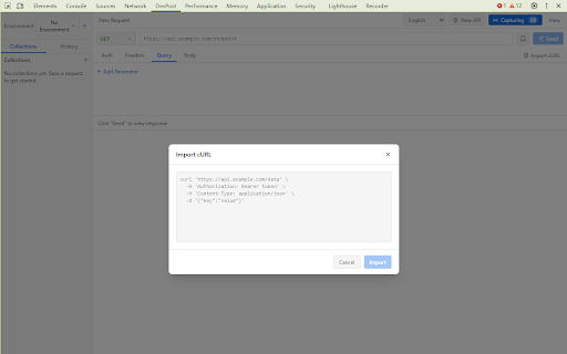 DevPost - API Debugger for DevTools :: API debugger inside Chrome DevTools. Send requests, capture network traffic, manage collections and environments — no tab switching.
