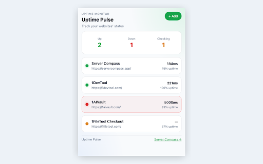 Uptime Pulse - Website Uptime Monitor :: Monitor website uptime and response times from your browser. Get instant alerts when sites go down.