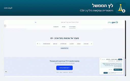 לץ הממשל :: מזהה ומוריד מאגרי מידע ממשלתיים פתוחים — gov.il, נדל"ן, GovMap, מנהל התכנון, צה"ל, חצב, ירושלים, הכנסת, רמ"י. מקומי בדפדפן.