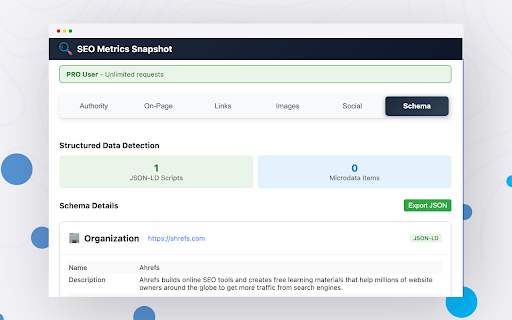 SEO Metrics Snapshot :: Complete SEO analysis: Domain Authority, Page Authority, On-Page, Links, Images, Social Previews, and Schema Markup.