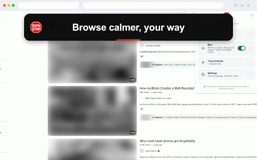 DopaStop — A Calmer Way to Browse :: Blur distracting media, view on-device usage, and manage screen time with daily limits and downtime.