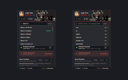AQW Wiki Enhanced :: Enhances the AQW Wiki Experience with tons of built-in features. Forged by Chaos Eye.