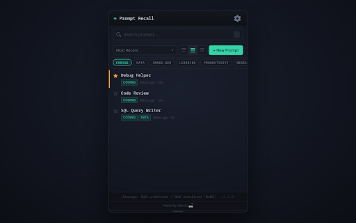 Prompt Recall: AI Prompt Manager :: Capture, save, organize, and reuse AI prompts for ChatGPT, Claude, Gemini, and others.