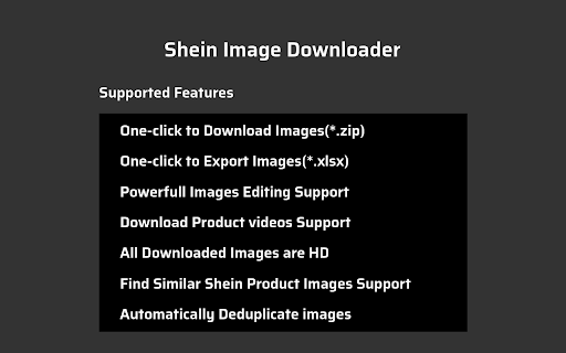 SHEINImage - Shein Image Downloader & Editor :: One click to download Shein product images, variants, export metadata to Excel, and edit images.