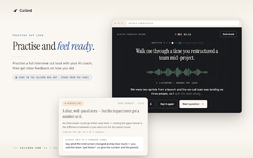 Calibrd AI: Would You Make the Shortlist? :: Open a LinkedIn job, click once. In a minute, a hiring manager's read: shortlisted or passed over, and what to fix first.