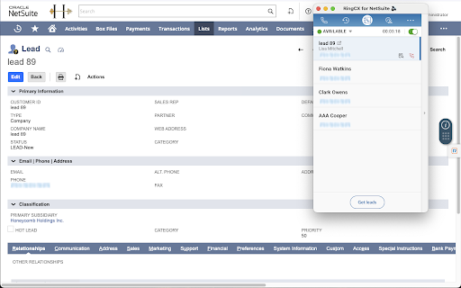 RingCentral RingCX for NetSuite :: RingCentral RingCX for NetSuite