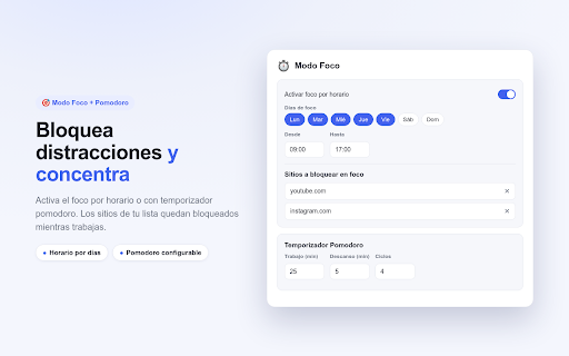 Tiempo en cada Web :: Mide tu tiempo en cada sitio y pon límites o modo foco.