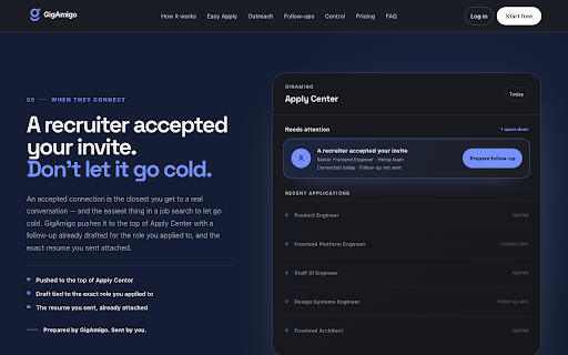 GigAmigo :: A controlled AI copilot for tailored applications and recruiter outreach.