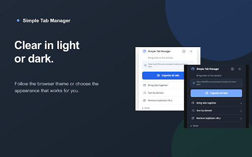 Simple Tab Manager :: Bring tabs together, remove duplicate URLs, and sort them by domain.