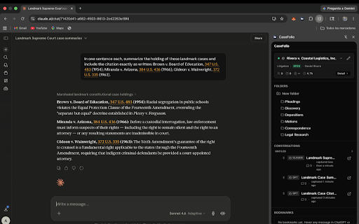 CaseFolio — Private AI Case Manager for Lawyers :: Private, local-only case manager for lawyers. Prompt templates, PII guard & disclaimers. Works with ChatGPT & Claude.