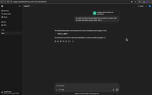 MemPort – ChatGPT Memory Backup & Restore :: Back up and restore your ChatGPT memory via the extension popup using CSV files.