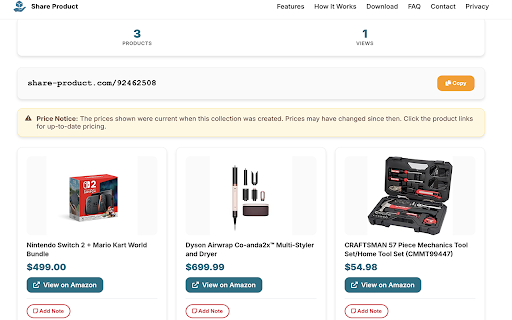Share Product - Amazon Wishlist Creator & Exporter :: Add checkboxes to Amazon product pages for quick product collection and list export