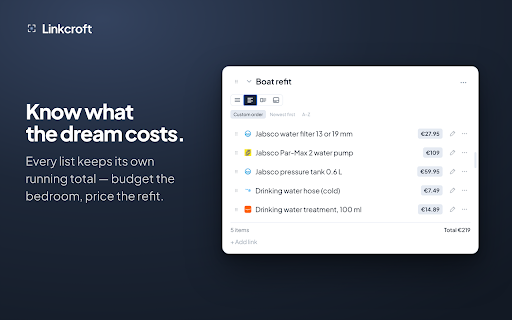 Linkcroft :: Bookmark manager: save useful pages as detailed cards, lists and dashboards — then arrange everything the way you think.