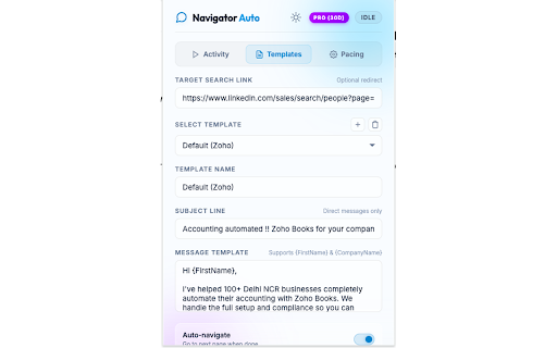 LinkedIn Sales Navigator Automator :: Automate messaging on LinkedIn Sales Navigator search results with human-like behavior.