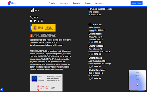 b2com ClickToContact :: Identifica números de teléfono, permite llamar vía API y enviar WhatsApp.