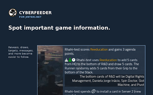 Cyberfeeder :: UI improvements for jinteki.net