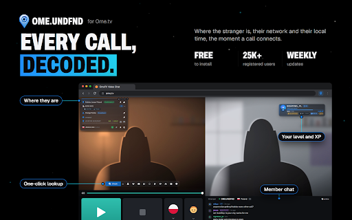 OME.UNDFND: IP Locator & Auto Skip for Ome.tv :: Adds an overlay to Ome.tv that shows your chat partner's approximate location and network, with skip filters and camera tools.
