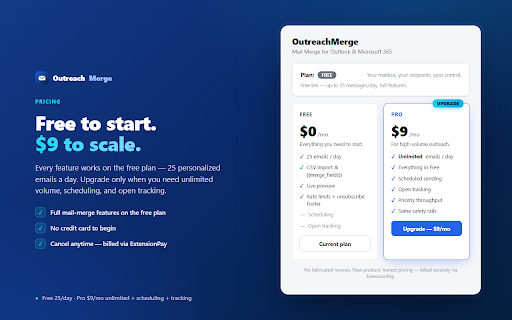 OutreachMerge — Mail Merge for Outlook & Microsoft 365 :: Mail merge has lived in Gmail forever. Outlook and Microsoft 365 finally get a real one.
OutreachMerge runs personalized…