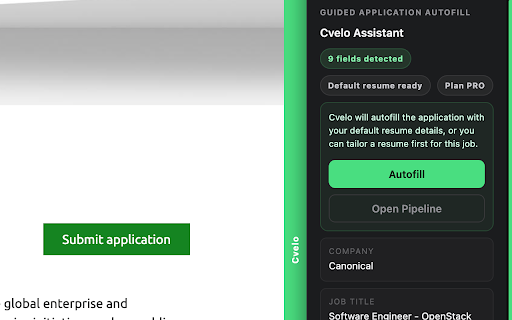 Cvelo Autofill :: Autofill supported job applications with your Cvelo resume, cover letter, and profile data.