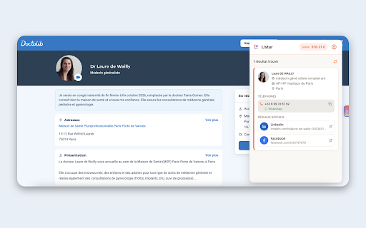 Listar :: Verified emails and phone numbers on LinkedIn, Facebook, Malt, Doctolib. Export your LinkedIn searches and Sales Navigator lists.