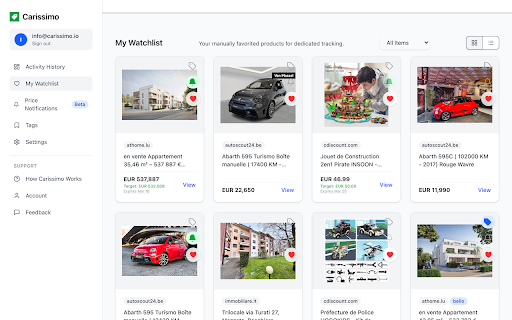 Carissimo Price Tracker :: Track prices across your favourite online stores. Outsmarting Prices, Together!