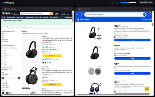 UnifiWorkspace :: A seamless multi-pane productivity canvas workspace for simultaneous browsing.