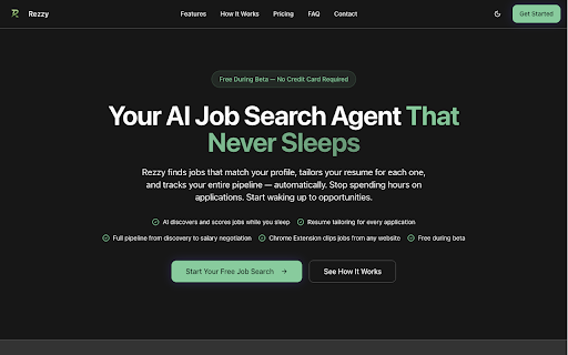 Rezzy - AI Resume Optimizer :: Detect job postings and save them to your Rezzy job tracker. Tailor resumes and generate cover letters with AI.