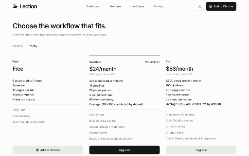 Lection - AI Data Extractor and Web Scraper :: Create web scraping tasks directly in your browser that you can automate on the cloud.