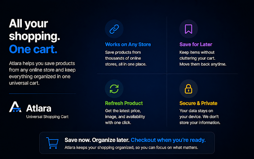 Atlara Cart :: Save products from different websites into one cart.