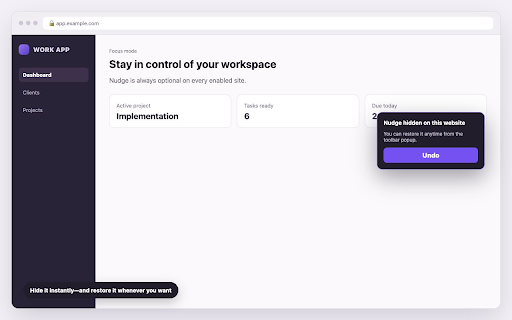 Nudge: Private Billable Time Tracker :: Private billable-time tracking for consultants, connected to your clients, projects, tasks, and Nudge workspace.