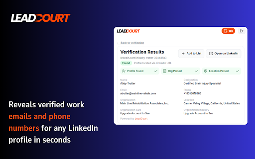 LeadCourt: Free B2B Email & Phone Finder :: Auto-scan LinkedIn profiles, enrich contact info, and manage leads instantly.