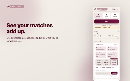 Matched: Auto Swiper & Auto Liker for Dating Apps – More Matches :: Free, unlimited auto-swipes on Tinder, Badoo, OkCupid, Lovoo and Zoosk. Autopilot, Passport, Human mode and Filters.