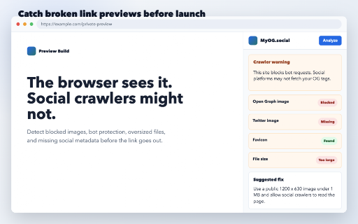 Open Graph Checker & OG Image Preview :: Check Open Graph tags, OG images, meta tags, and social previews from Chrome's side panel.