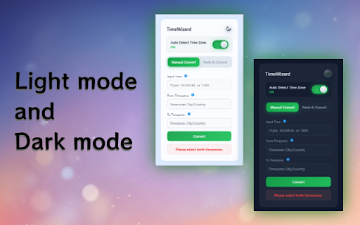 TimeWizard :: Paste event times, automatically detect and convert timezones or convert between any two timezones manually.