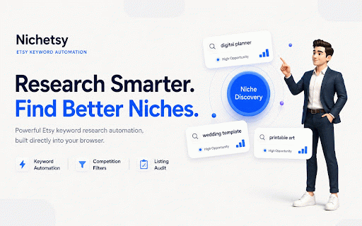 Nichetsy - Keyword Automation :: Nichetsy — Smart Etsy niche research and SEO with eRank keywords, live competitor, listing audits, and instant GO/NO-GO checks.