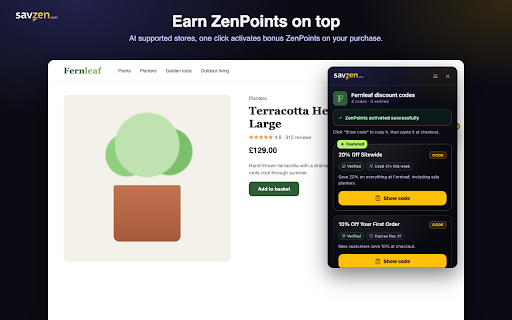 Savzen :: Savzen finds verified discount codes for hundreds of stores and shows them right at checkout.