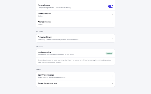 ScreenGuard – Blur Sensitive Info When Screen Sharing :: Blurs emails, card numbers and API keys while you share your screen on Zoom, Meet or Teams, and stops risky links before they open.
