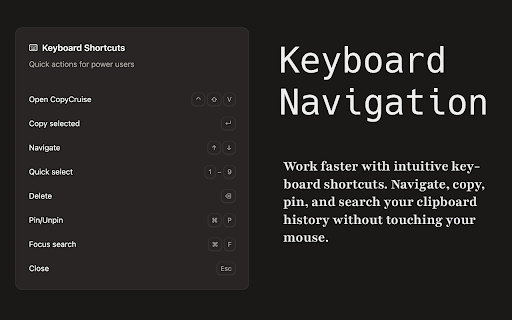 CopyCruise - Clipboard History Manager :: Save, search & organize everything you copy. 100% local, no cloud, no tracking.